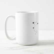 Dibujo de línea de gato lindo, con tres corazones