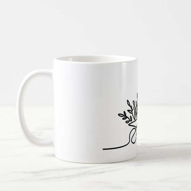 Taza De Café dibujo de línea de un agricultor o jardinero (Izquierda)