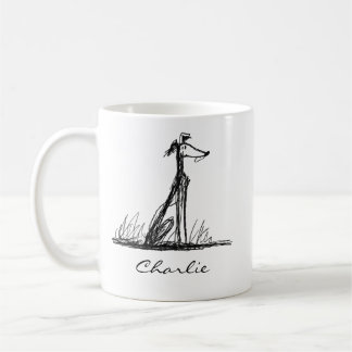 Taza De Café Dibujo de línea minimalista personalizado del perr