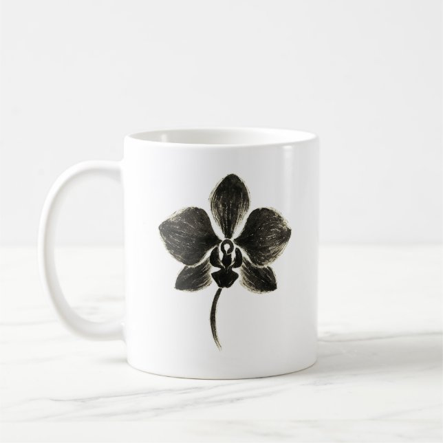 Taza De Café Dibujo de línea orquídea - Mug botánico (Izquierda)