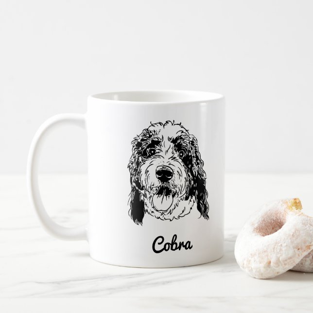 Taza De Café Dibujo de mano de perro Mascota personalizado (Con donut)