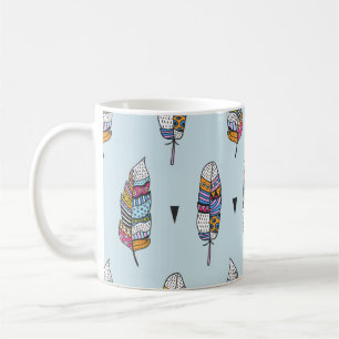 Taza De Café Dibujo de mano de pluma estilo boho