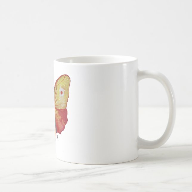 Taza De Café Dibujo de mariposa amarilla naranja (Derecha)