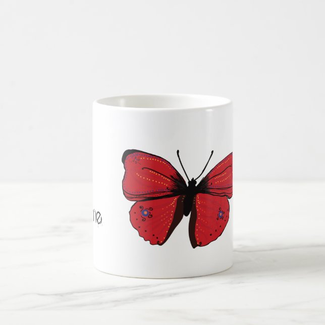 Taza De Café Dibujo de mariposa roja (Centro)