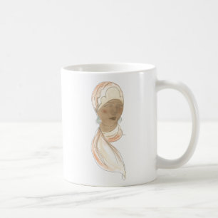 Taza De Café Dibujo de moda - Mujer con bufanda
