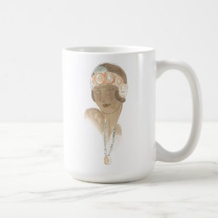 Taza De Café Dibujo de moda - Mujer con pieza de pelo