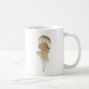 Taza De Café Dibujo de moda - Mujer con pieza de pelo