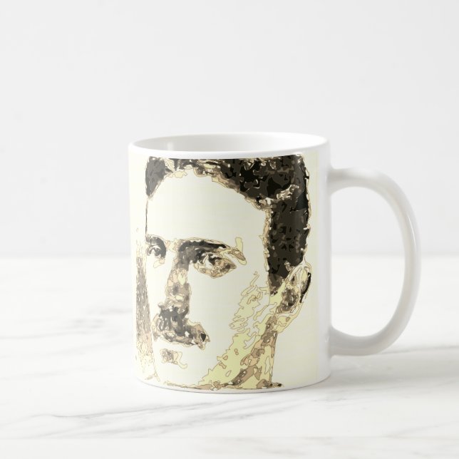 Taza De Café Dibujo De Nikola Tesla En Sepia (Derecha)