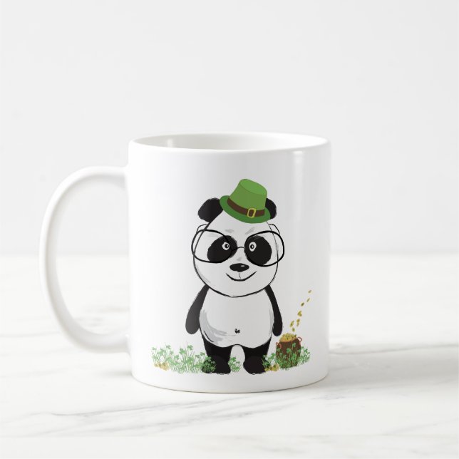 Taza De Café Dibujo de oso de panda de hipster santúfono (Izquierda)