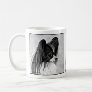 Taza De Café Dibujo de papilón blanco y negro por Glenda Harlan