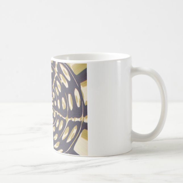 Taza De Café Dibujo de patrón radial de polka verde oliva Impri (Derecha)