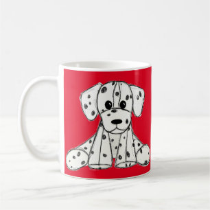 Taza De Café Dibujo de perro de peluche dálmata contorno simple