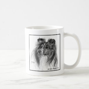 Taza De Café Dibujo de perros Sheltie por Glenda S. Harlan