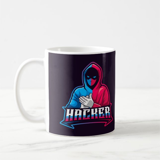 Taza De Café Dibujo de Personalizado de hackers de equipos Guay (Izquierda)