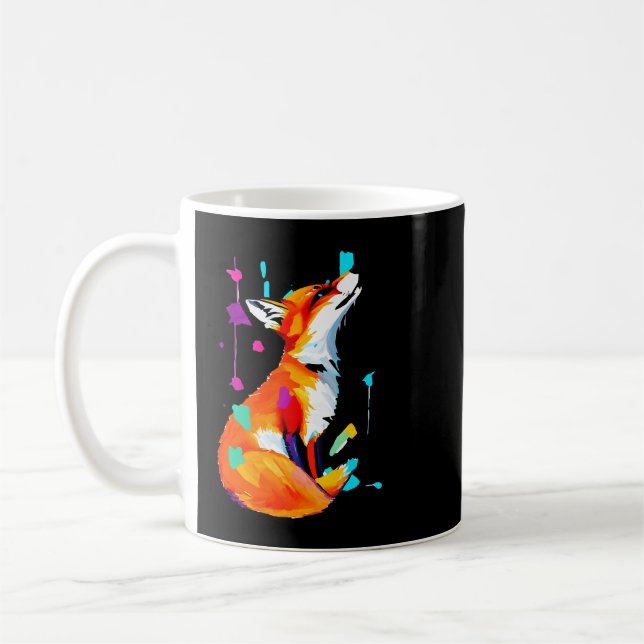 Taza De Café Dibujo de pintura al óleo de Fox Lover (Izquierda)