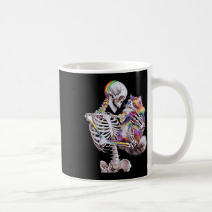 Taza De Café Dibujo de pintura colorida Splash Cat Y Skeleton A