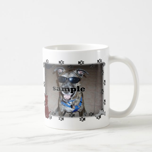 Taza De Café Dibujo de pintura de perro con marco fotográfico (Derecha)