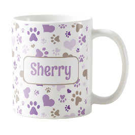 Taza De Café Dibujo de pinturas de cardíacos morados personaliz
