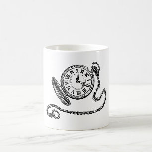 Taza De Café Dibujo de reloj de bolsillo victoriano vintage