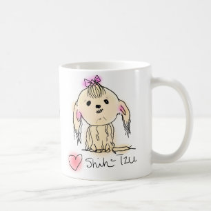 Taza De Café Dibujo de Shih Tzu Doodle Femenino Lindo