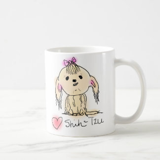 Taza De Café Dibujo de Shih Tzu Doodle Femenino Lindo