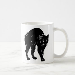 Taza De Café Dibujo de silueta de gato negro de Halloween