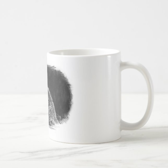 Taza De Café Dibujo de sketch de lobo gris negro y blanco (Derecha)
