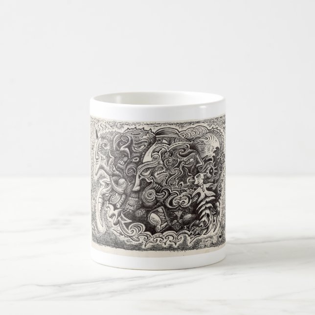 Taza De Café Dibujo de tinta de bestia híbrida (Centro)