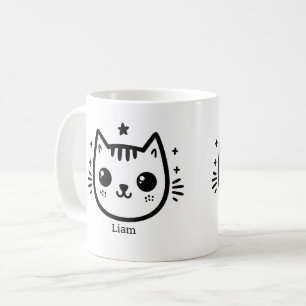 Taza De Café Dibujo de tipo chileno   Blanco y negro   Minimali