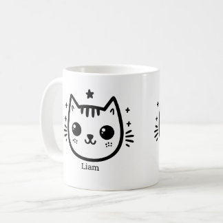 Taza De Café Dibujo de tipo chileno | Blanco y negro | Minimali
