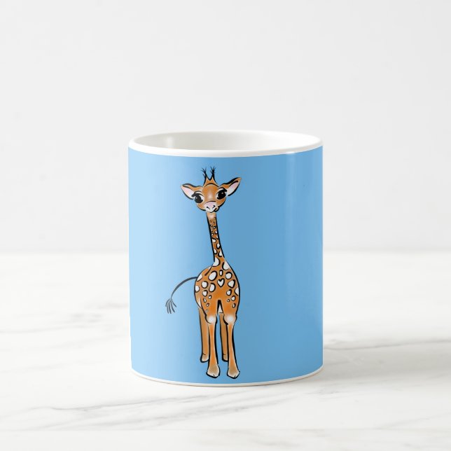 Taza De Café Dibujo de una jirafa cutánea, animales de safari (Centro)