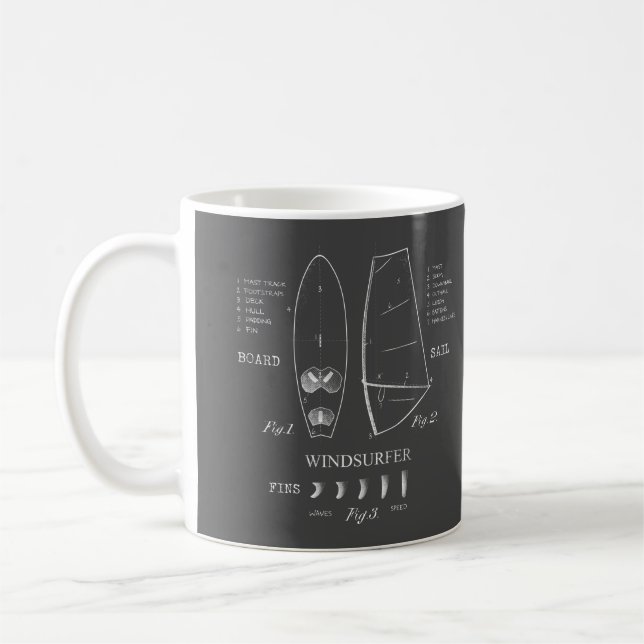 Taza De Café Dibujo de vela de la placa del equipo de windsurf (Izquierda)