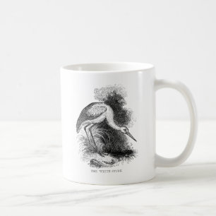 Taza De Café Dibujo de vida salvaje de aves viejas de cigüeña b