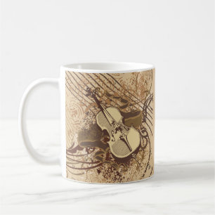 Taza De Café Dibujo de violín Grunge de Guay Resumen