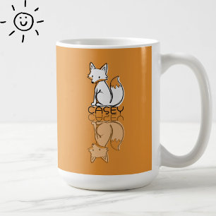 Taza De Café Dibujo de zorro naranja lindo con nombre personali