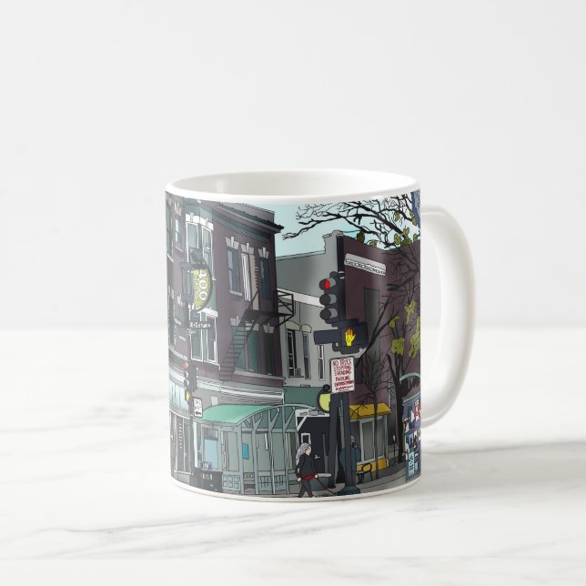 Taza De Café Dibujo del centro de Madison, Wisconsin (Anverso derecho)