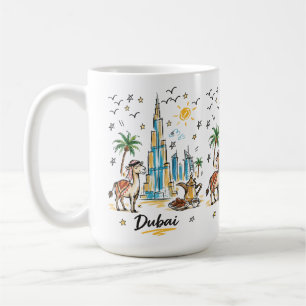 Taza De Café Dibujo del paisaje urbano de Dubái adorable
