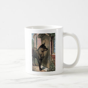 Taza De Café Dibujo del vintage: El lobo en la puerta de la