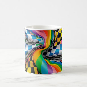 Taza De Café Dibujo digital del patrón arcoiris del tablero de 