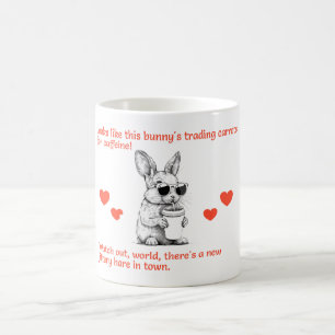 Taza De Café Dibujo divertido de conejo con cafeína para amante