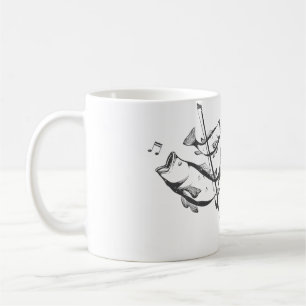 Taza De Café Dibujo divertido de contrabajo con juego de palabr