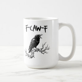 Taza De Café Dibujo divertido de cuervo con juego de palabras