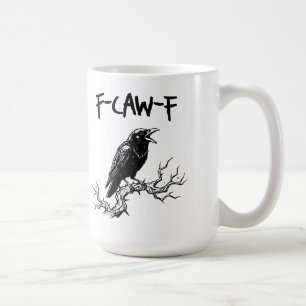 Taza De Café Dibujo divertido de cuervo con juego de palabras