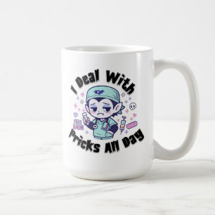 Taza De Café Dibujo divertido de un vampiro kawaii y flebotomis