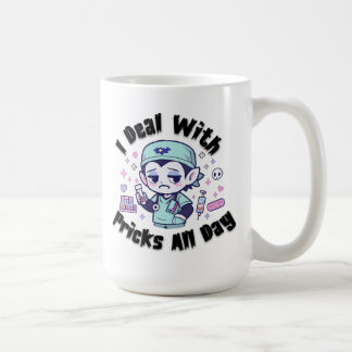 Taza De Café Dibujo divertido de un vampiro kawaii y flebotomis