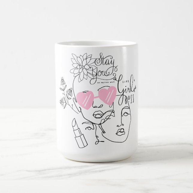 Taza De Café Dibujo en línea con citas Mug (Centro)