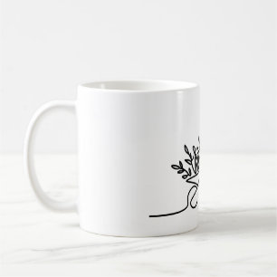 Taza De Café dibujo lineal de un agricultor o jardinero