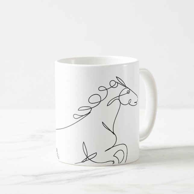 Taza De Café Dibujo lineal del caballo (Anverso derecho)