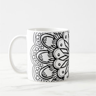Taza De Café Dibujo manual de flores mandala