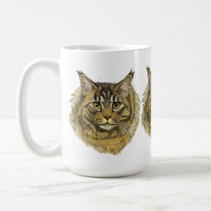 Taza De Café Dibujo manual esponjoso Maine Coon cat